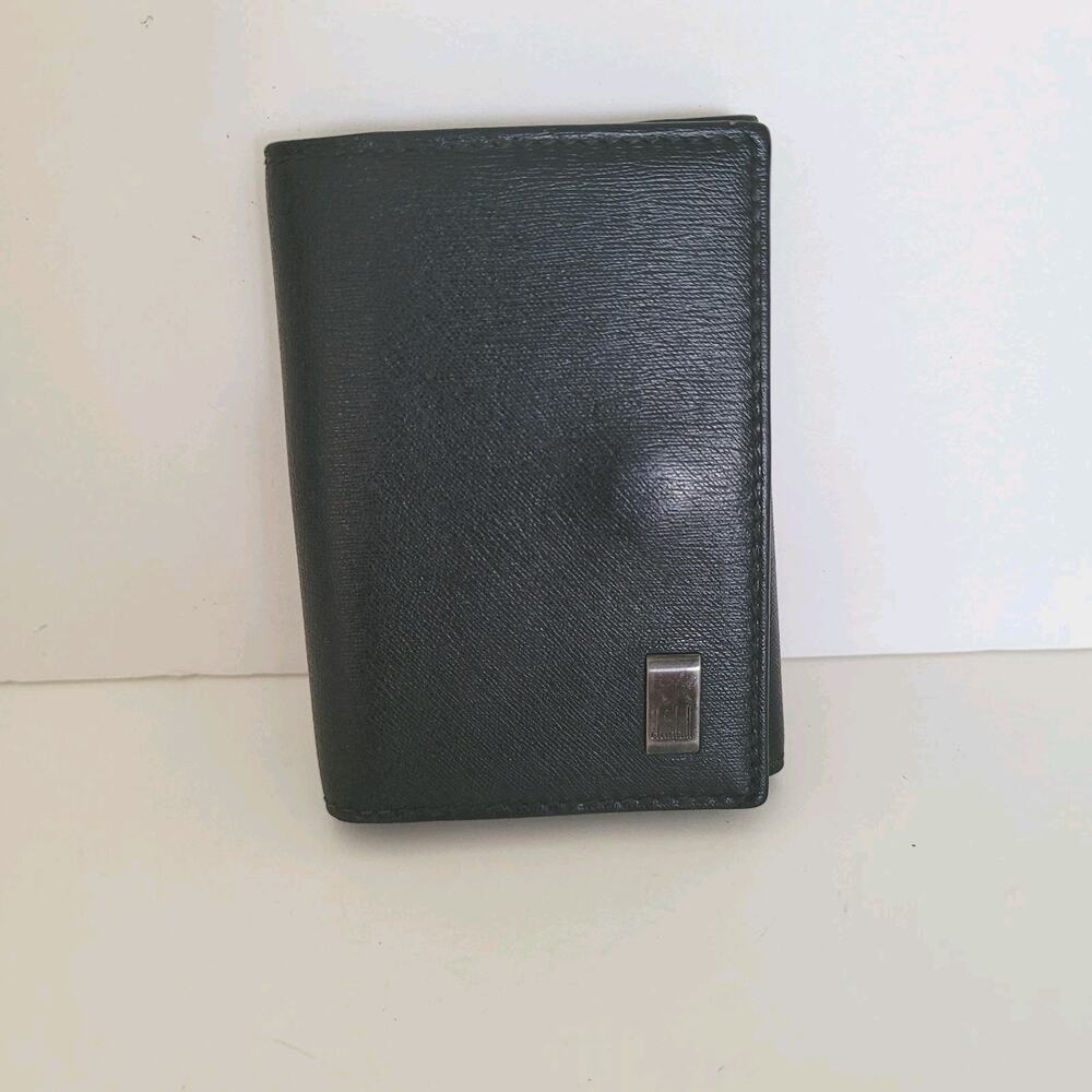 Dunhill Key Card Case Hooks Holder Wallet Logo Black Trifold Designer Coin Retro